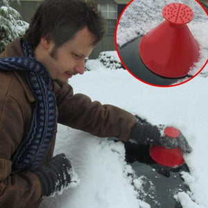 Fullyy - Rascador de hielo redondo para parabrisas, diseño de cono mágico para coche, rascador de hielo, herramienta para quitar la nieve del coche