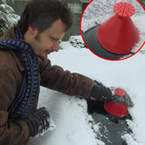 Fullyy - Rascador de hielo redondo para parabrisas, diseño de cono mágico para coche, rascador de hielo, herramienta para quitar la nieve del coche
