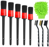onest Natural Pelo de jabalí Premium Detalle Pincel (Juego de 6), Auto Detailing cepillo para polvo Set para limpieza Weels, Interior, Exterior, piel y 2 Pcs Automotive Limpiador de aire acondicionado y cepillo para polvo