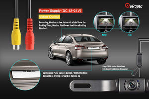 eRapta ERT01 - Cámara de visión trasera para coche con ángulo de visión perfecto de 149°, 8 luces LED, visión nocturna, 9 niveles, impermeable, universal, cámara de marcha atrás, placa de licencia