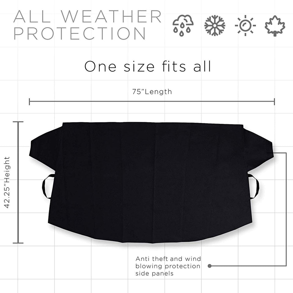 OxGord, cobertor para parabrisas, eliminación de nieve, protector para parabrisas para todos los climas, invierno, verano, protector solar para autos, camiones, camionetas, vehículos utilitarios deportivos. Deje de usar el cepillo o la pala