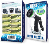 Best Boquilla de manguera de jardín (tecnología de alta presión), patrón de rociado de 8 vías, pulverizador, bruma, ducha, plano, completo, central de cono y con pulverizador de agua de ángel, diseño de gatillo trasero, diseño de acero cromado